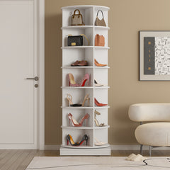 HAOYYE new 360 Rotating shoe cabinet 7 layers Holds Up to 28 Paris of Shoes Sturdy Space-Saving Heavy Duty Modern Design Adults Dorm Room Easy Assembly Bedroom Furniture