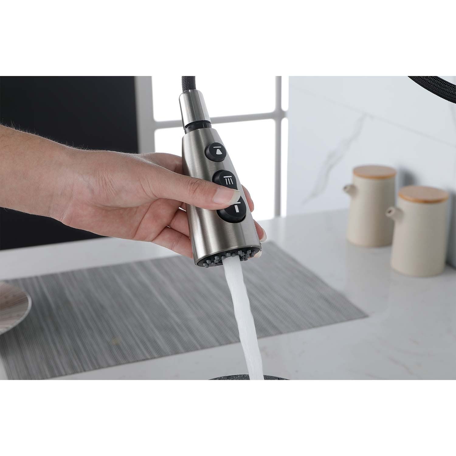 HAOYYE Kitchen Faucet with Pull Down Sprayer Sturdy Space-Saving Heavy Duty Modern Design Adults Dorm Room Easy Assembly Bedroom Furniture