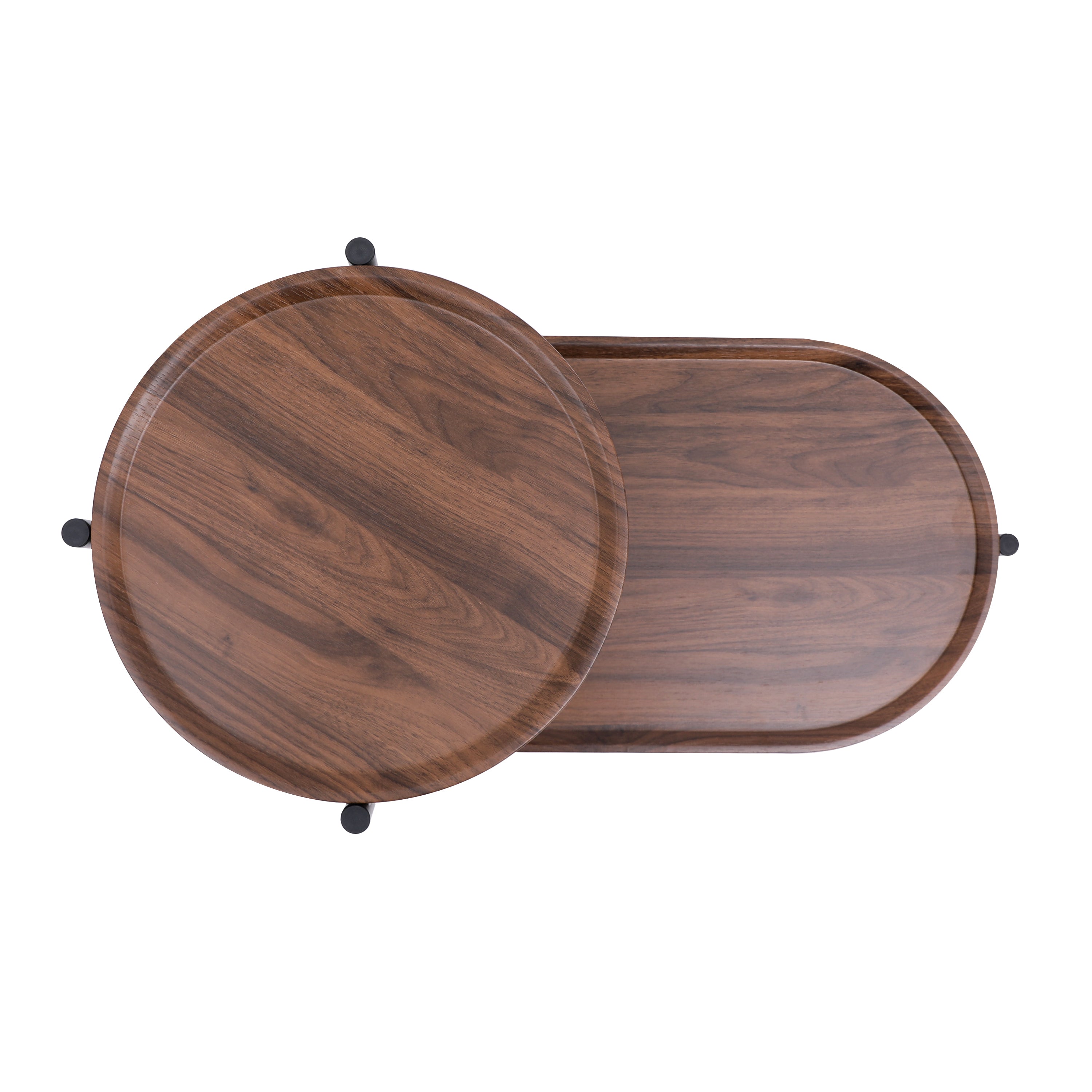 HAOYYE Small Coffee Table 2-Tier Modern Sofa Side Table with Wood Storage Shelf Living Room End Table Nightstand Walnut Brown Sturdy Space-Saving Heavy Duty Modern Design for Adults Dorm Room