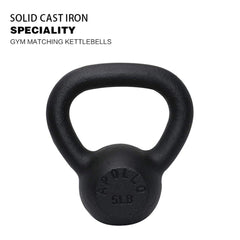 HAOYYE 5lbs Solid Cast Iron Kettlebell Durable Matte Powder Coating Non-Slip Handle Flat Bottom for Strength Training Muscle Building Functional Fitness Home Gym