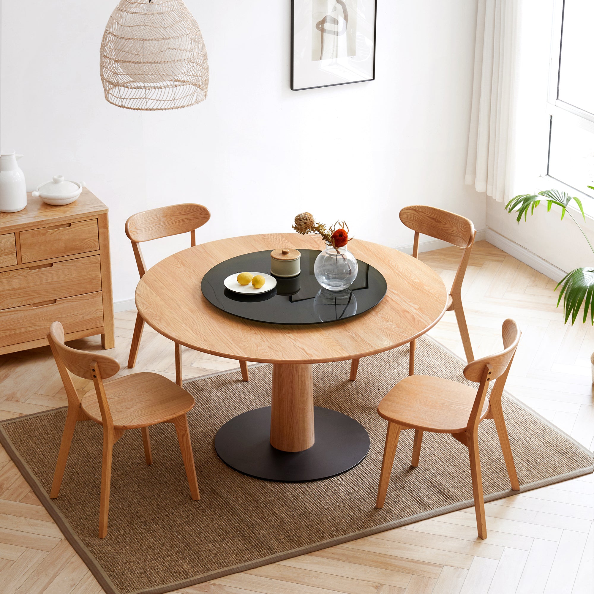 HAOYYE Dining chair wooden FAS grade oak natural wood made in North America 100% dirt-free wood chair solid chair table chair wooden living room chair simple and natural Sturdy Space-Saving