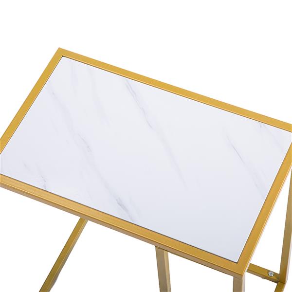 HAOYYE Marble Simple C-Side Table With Sleek Modern Design, Durable White Finish, Perfect For Living Room, Bedroom, Office, Or Small Spaces, Stylish And Functional Accent Table