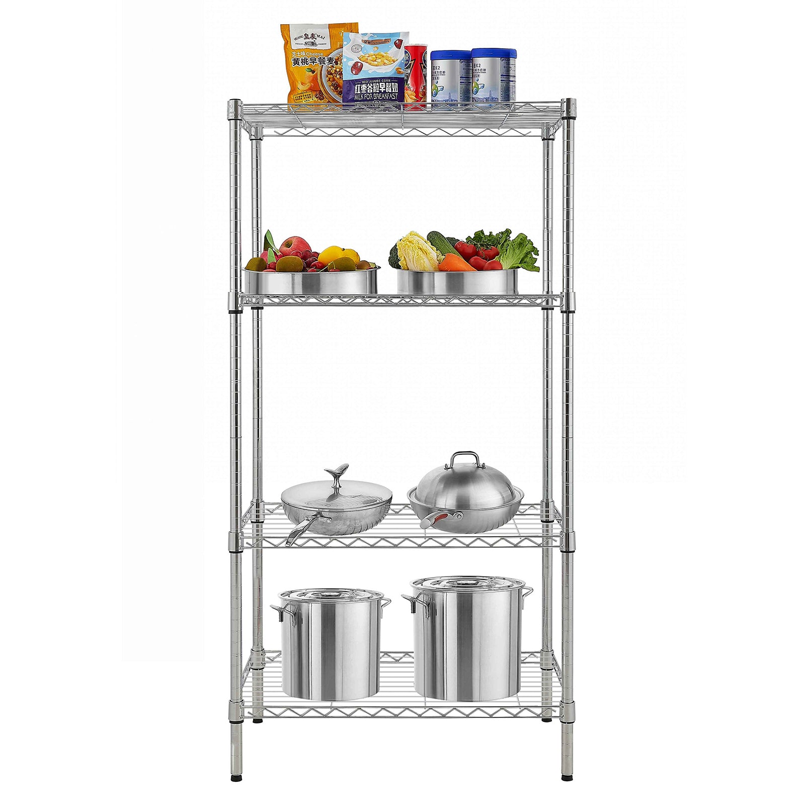 HAOYYE 4-Shelf Adjustable Wire Shelving Unit – Sturdy Chrome Storage Shelves With Heavy-Duty Steel Construction, Perfect For Garage, Kitchen, Office, Or Home Organization – Space-Saving, Durable, Adjustable Design For Flexible Storage Solutions