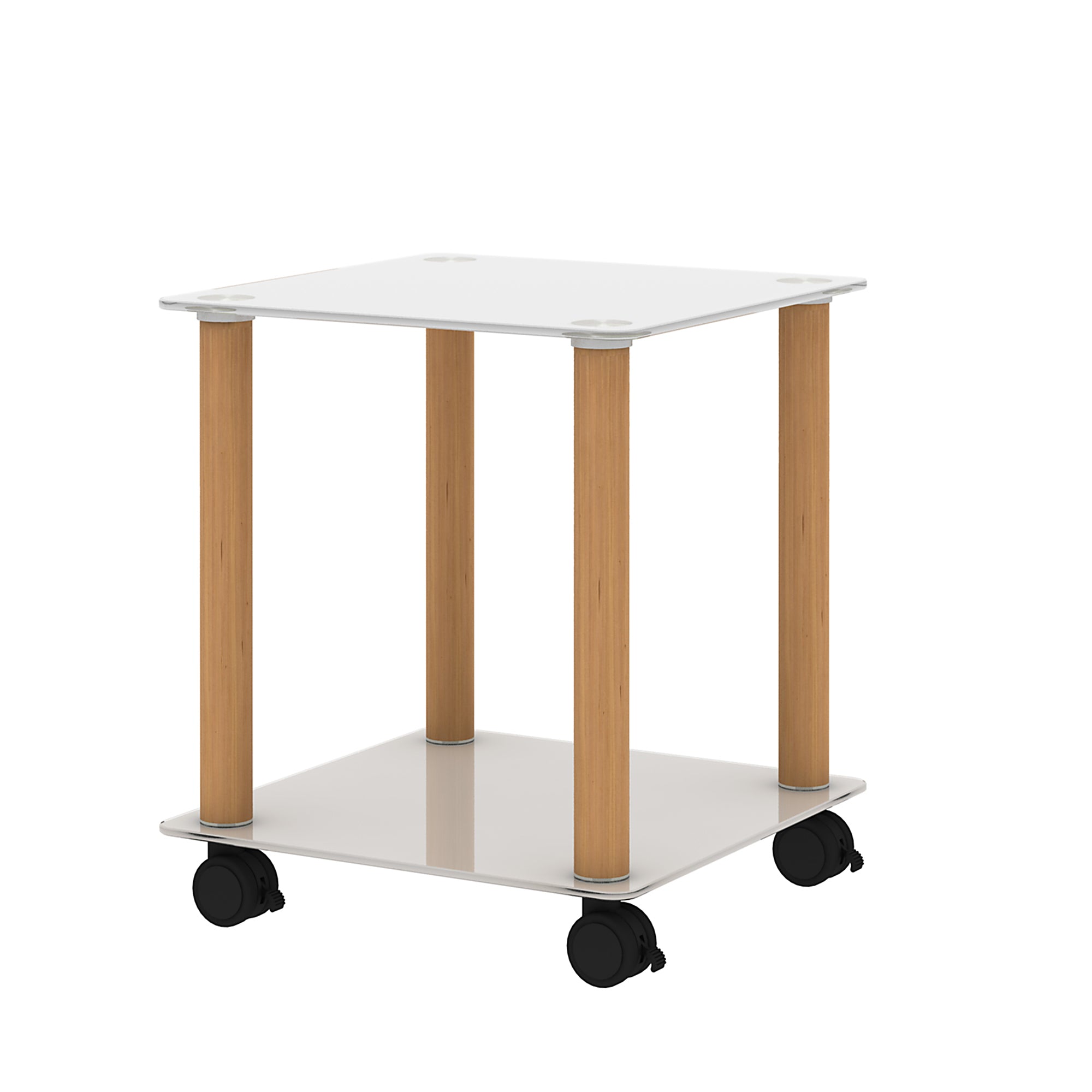 HAOYYE One Piece White And Oak Side Table with Two Tier Storage Shelf for Adults Dorm Room and Living Spaces Perfect as Nightstand, End Table or Sofa Table Featuring Heavy Duty Construction, Space Saving Functionality and Easy Assembly