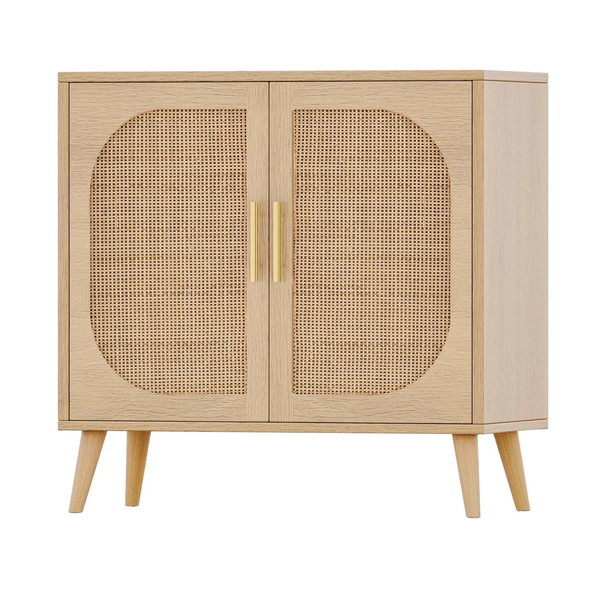 HAOYYE Buffet Cabinet with Storage, Accent Bathroom Floor Cabinet with Two Doors and Four Compartments, Solid Wood Feet, Modern Sideboard for Hallway, Entry, Living Room