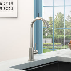 HAOYYE Kitchen Sink Faucet with Single Handles, Brushed Nickel Sturdy Space-Saving Heavy Duty Modern Design Adults Dorm Room Easy Assembly Bedroom Furniture