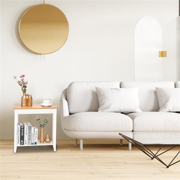 HAOYYE Simple and Irregular Sofa Table with Light Walnut Color and White Accents, Modern Design, Premium Quality, Stylish and Functional Side Table for Living Room, Bedroom, or Office – Comfortable, Durable, and Elegant Home Décor
