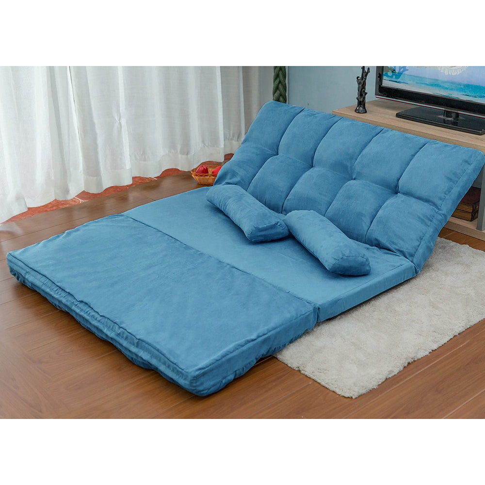 HAOYYE Double Chaise Lounge Floor Sofa with Two Pillows, Space-Saving Heavy Duty Modern Design, Comfortable Convertible Seating, Versatile and Easy to Assemble for Living Room, Office, or Apartment