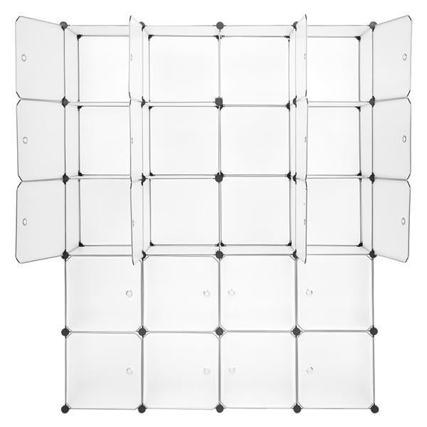 HAOYYE 20 Cube Modular Storage Cabinet, Stackable Closet Organizer Shelving Unit with Hanging Rod, White Plastic Cube Shelves for Clothes, Shoes, Accessories, Home & Office Organizer, Space-Saving Storage Solution, Durable, Easy Assembly