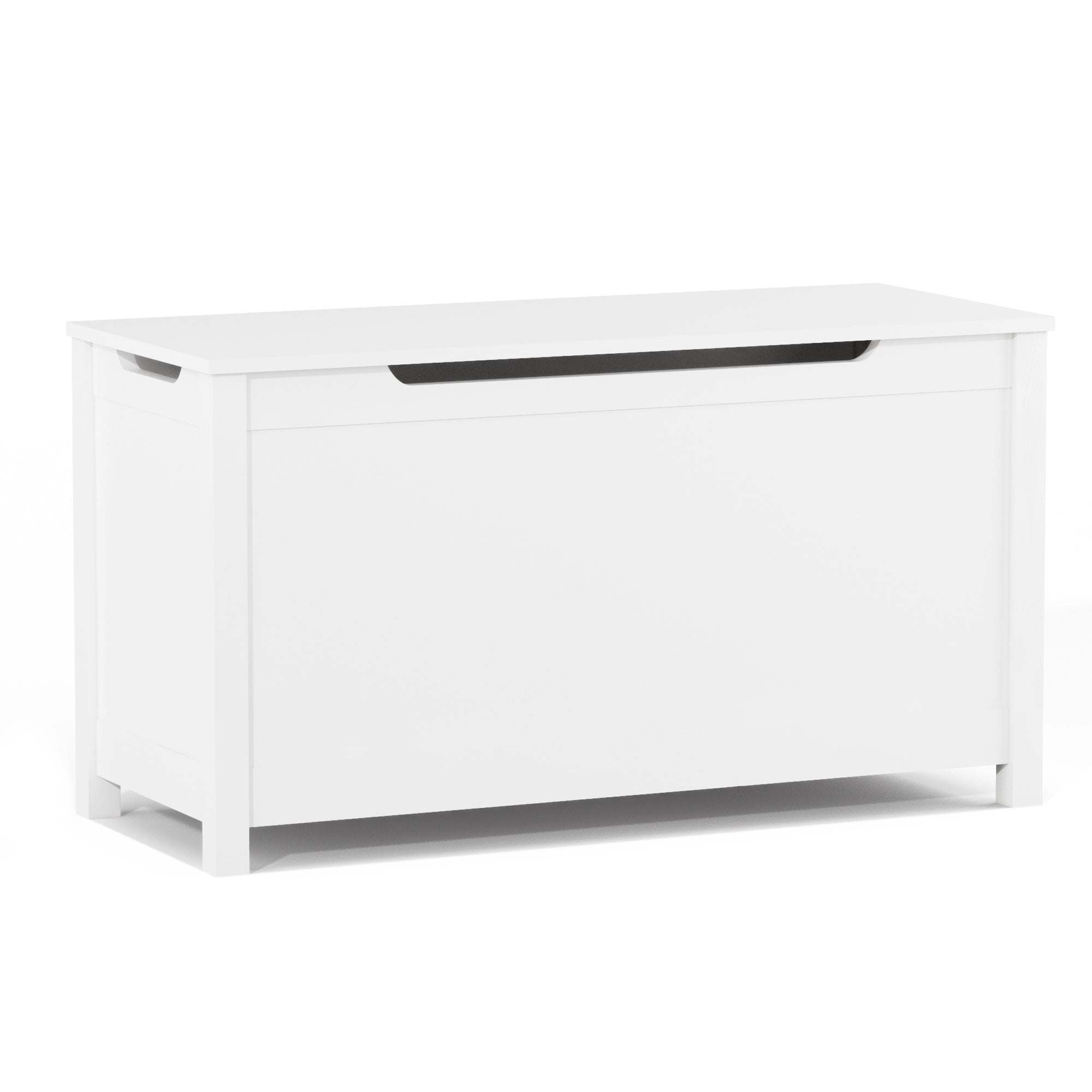 HAOYYE Wooden Toy Box Storage with Safety Hinged Lid, White, Sturdy Space-Saving Design, Easy Assembly, Durable and Stylish Home Furniture
