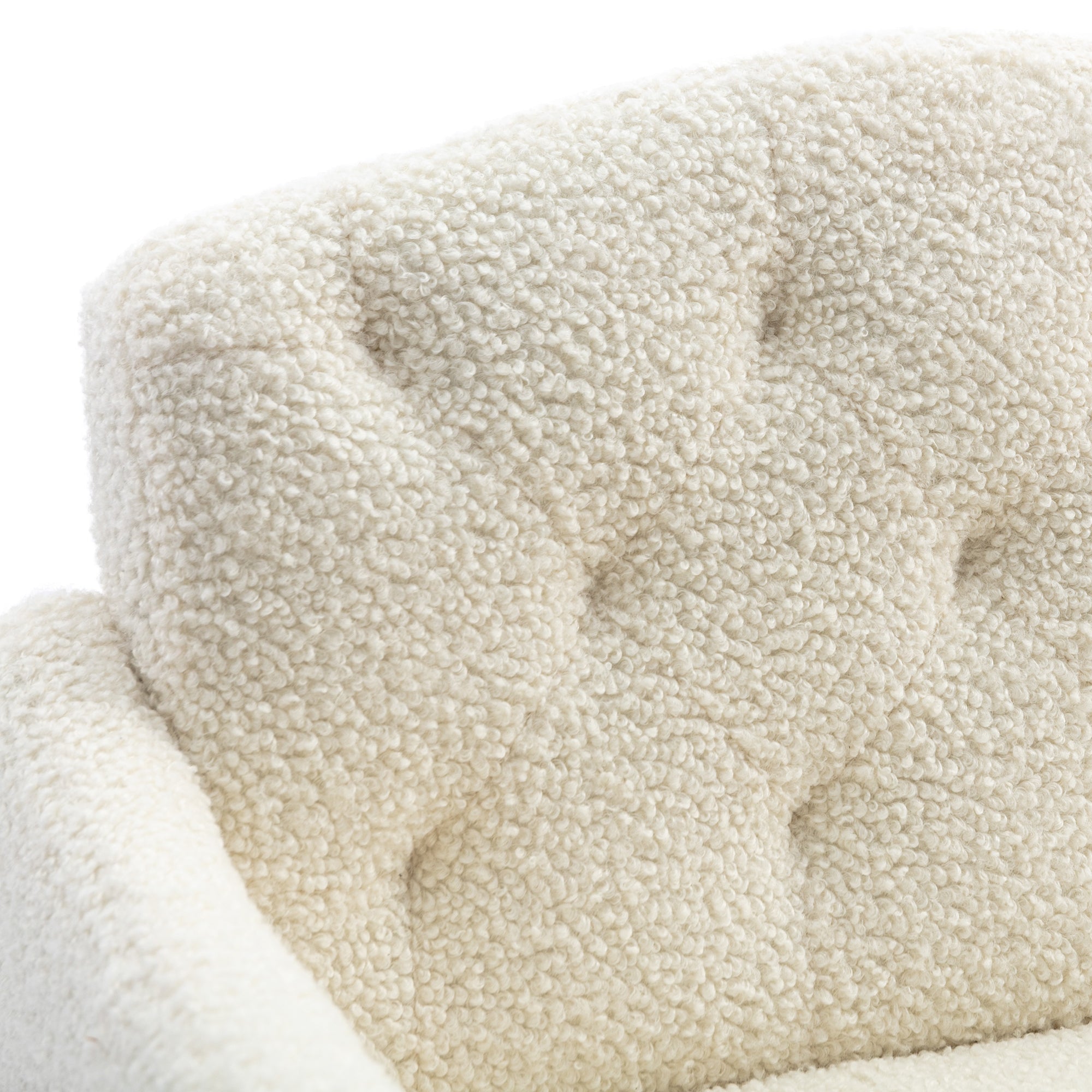 HAOYYE Modern Accent Chair with Arms, Tufted Decorative Fabric Armchair with Gold Metal Legs, Upholstered Reading Chair for Living Room Bedroom Office (White Teddy) Sturdy Space-Saving Heavy Duty