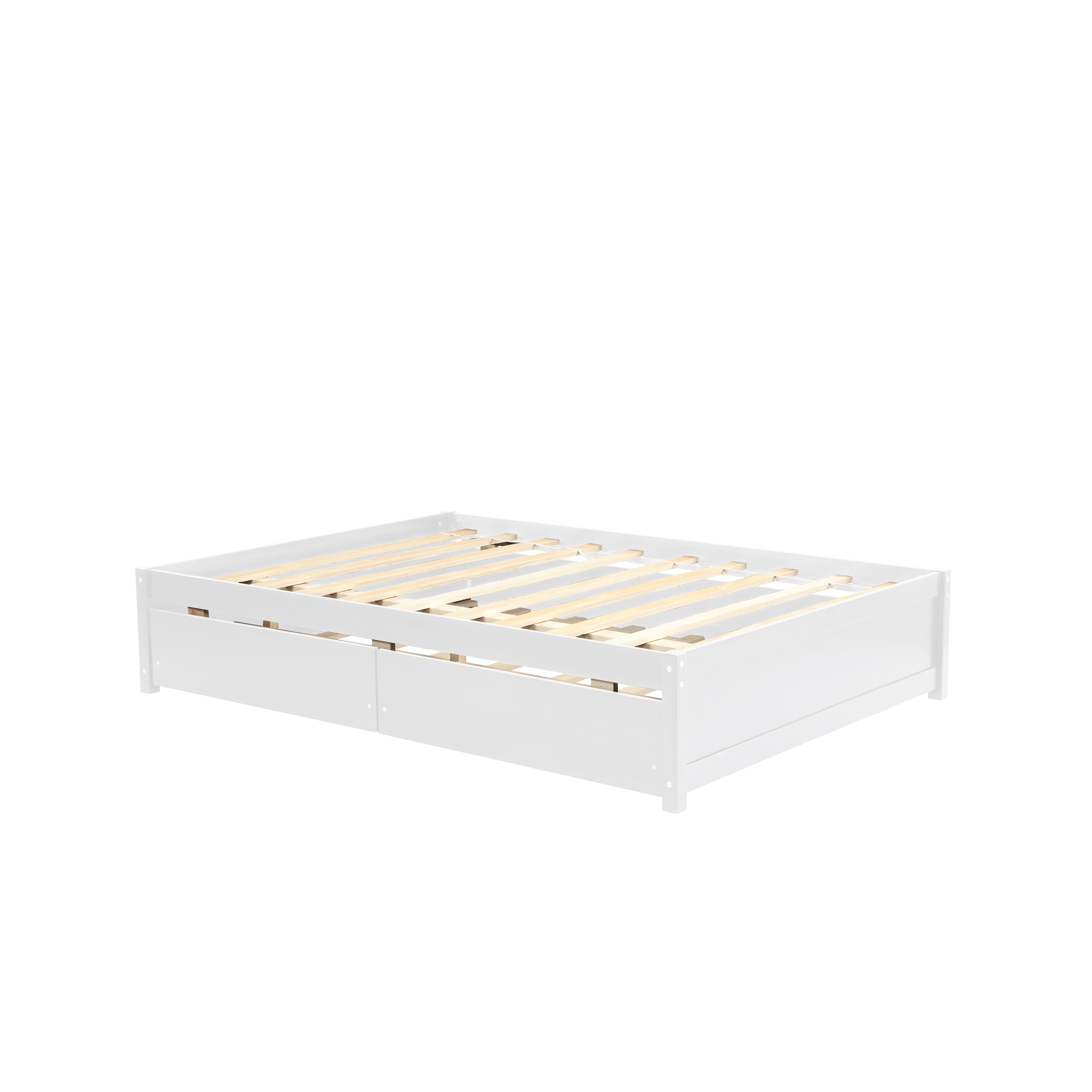 HAOYYE Full Bed with Twin Trundle and Two Drawers, White, Sturdy Space-Saving Design, Heavy Duty Construction, Easy Assembly, Durable and Stylish Home Furniture
