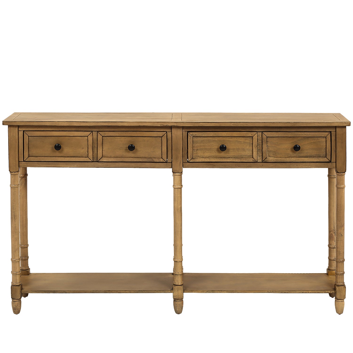 HAOYYE Console Table, Sofa Table with Two Storage Drawers and Bottom Shelf for Living Room or Entryway, Old Pine, Sturdy Space-Saving Design, Heavy Duty Construction, Easy Assembly, Durable and Stylish Home Furniture