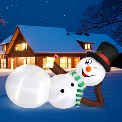 HAOYYE 9.8 FT Inflatable Lighted Christmas Lying Snowman Outdoor Holiday Yard Lawn Garden Decorations Built-In LED Lights Funny Festive Blow Up Décor for Party Front Porch Display