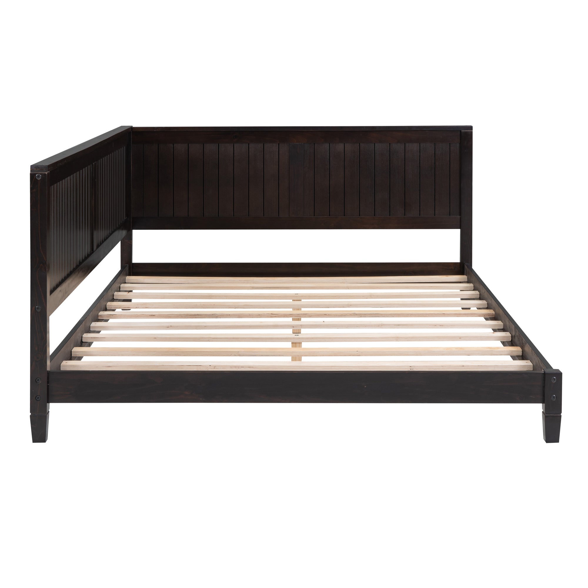 HAOYYE Full Size Wood Daybed/Sofa Bed, Espresso Durable Space-Saving Heavy Duty Modern Design for Adults Dorm Room Easy Assembly Bedroom Furniture