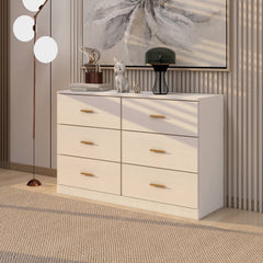 HAOYYE Modern White 6-Drawer Dresser, Wide Storage Chest Of Drawers For Bedroom, Sturdy Space-Saving Heavy Duty Design, Perfect For Adults And Dorm Rooms, Easy Assembly