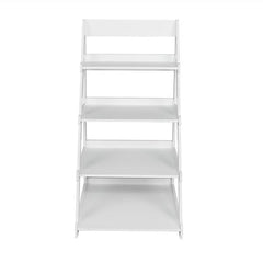HAOYYE Wood Plastic 4-Tier Ladder-Style Shelf And Plant Stand, White Sturdy Space-Saving Organizer With Modern Design, Durable Storage Solution For Living Room, Bedroom, And Home Essentials, Stylish Display Shelf For Indoor Plants And Accessories