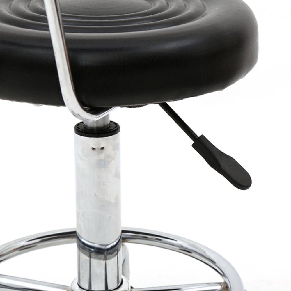 HAOYYE Black Adjustable Salon Stool with Backrest Round Seat Design 360° Swivel PU Leather Comfortable Rolling Chair for Home Office Studio Beauty Spa Lightweight Anti-Skid Durable Construction