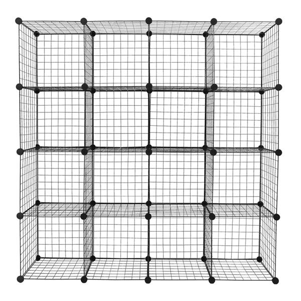 HAOYYE 16-Cube Organizer Cube Storage Shelving Unit, Wire Cube Storage Origami Shelves, Metal Grid Modular Cubbies Organizer Bookcase, Soft Cozy Warm Flannel Fleece Home Decor, Stylish Space-Saving Solution, Versatile Shelving System