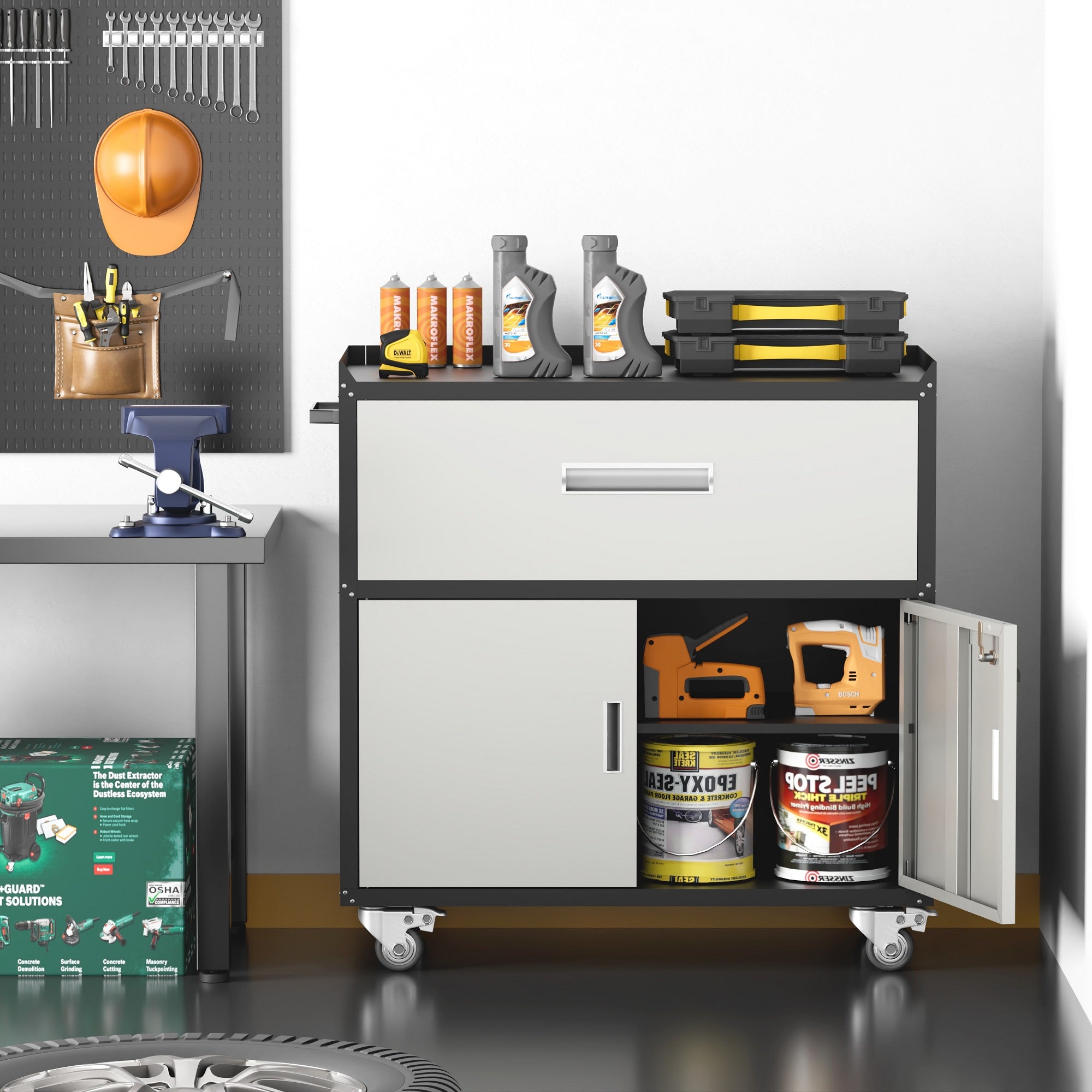 HAOYYE Metal Garage Storage Cabinets Rolling Tool Cart with Lockable Drawers and Wheels Heavy Duty Utility Tool Chest Organizer for Workshop Garage Home Office