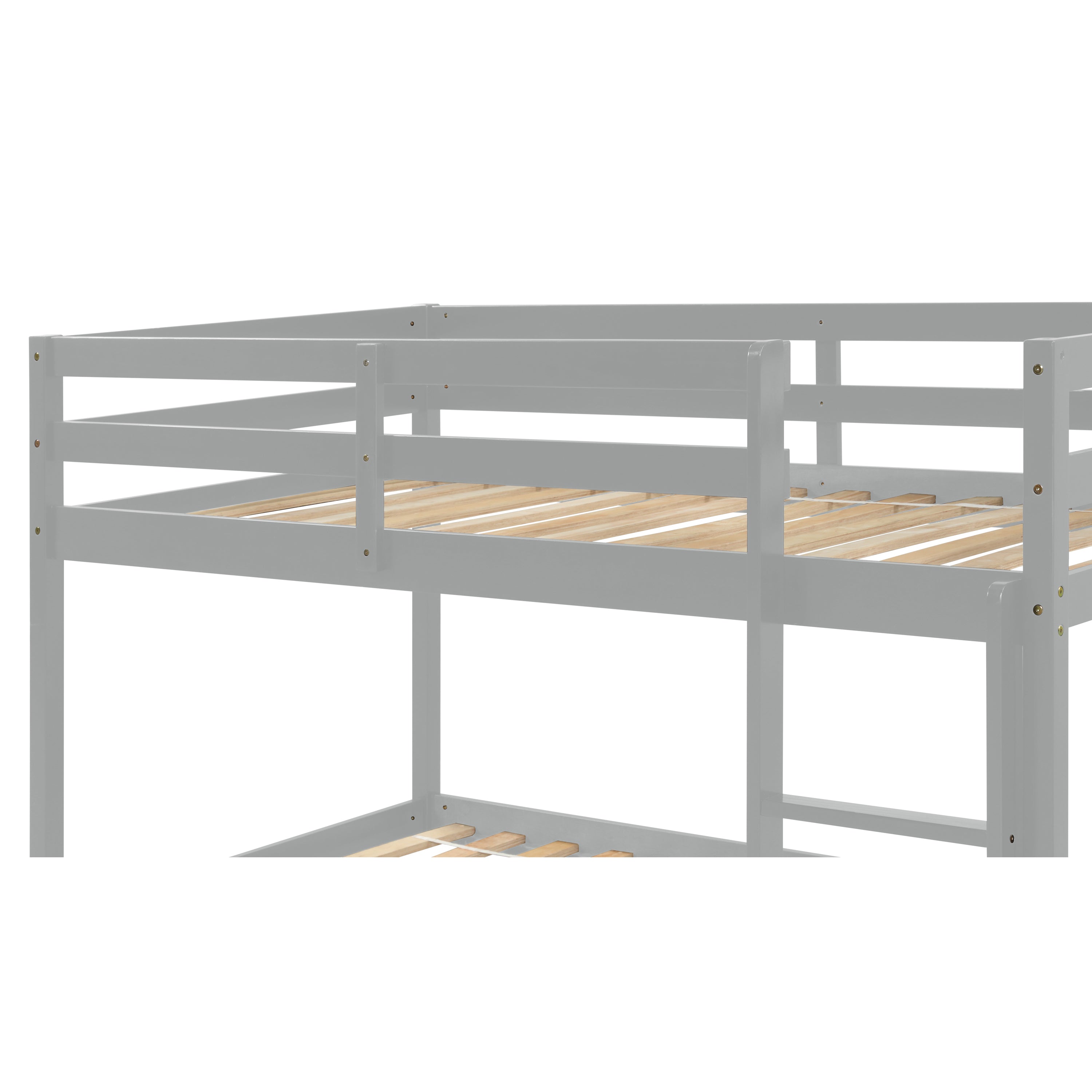 HAOYYE Twin over Twin Floor Bunk Bed,Grey(Old SKU:W50437208) Sturdy Space-Saving Heavy Duty Modern Design Adults Dorm Room Easy Assembly Bedroom Furniture