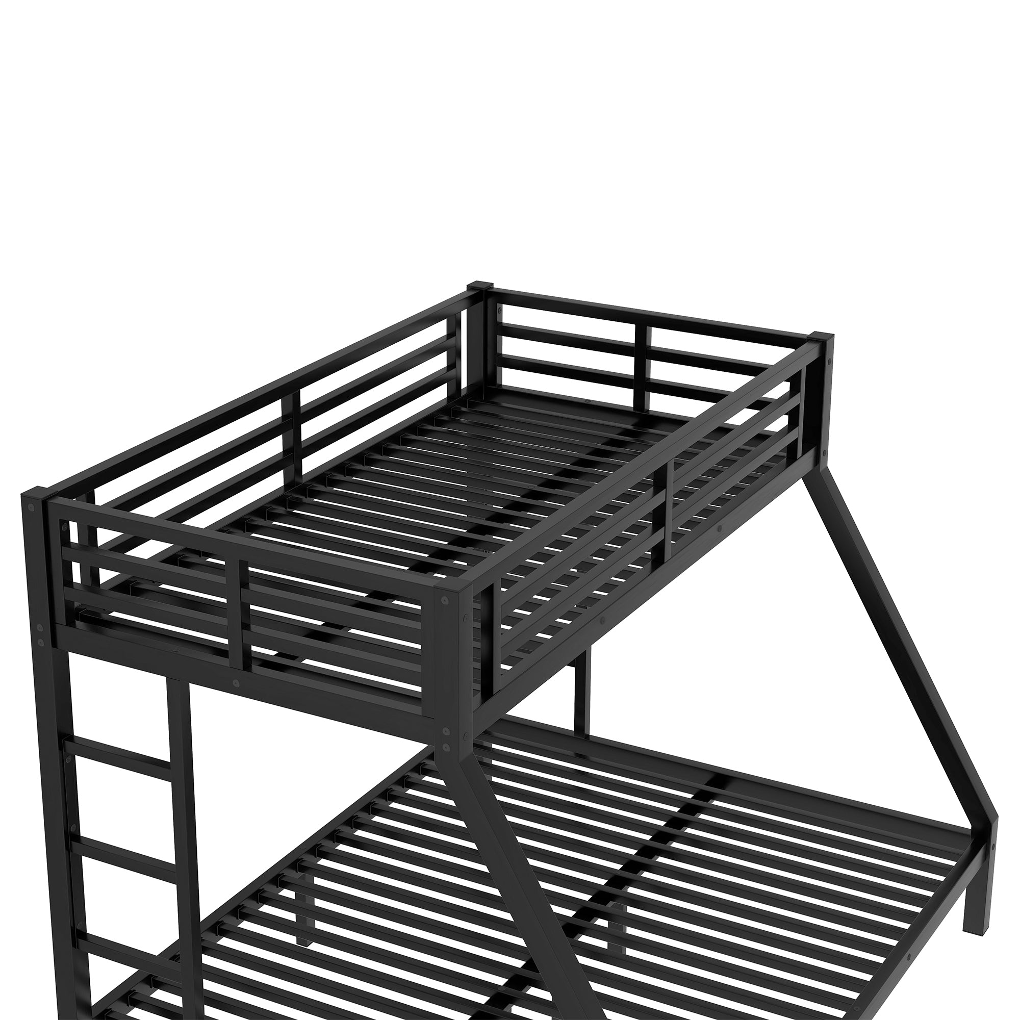 HAOYYE Metal Twin XL over Queen Bunk Bed for Teens and Adults,Space-Saving/Noise Reduced/No Box Spring Needed,Black Sturdy Heavy Duty Modern Design Dorm Room Easy Assembly Bedroom Furniture