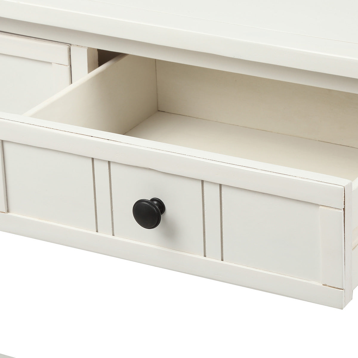 HAOYYE Daisy Series Console Table, Traditional Design with Two Drawers and Bottom Shelf, Ivory White, Sturdy Space-Saving Construction, Heavy Duty Design, Easy Assembly, Durable and Stylish Home Furniture, Versatile for Living Room or Entryway