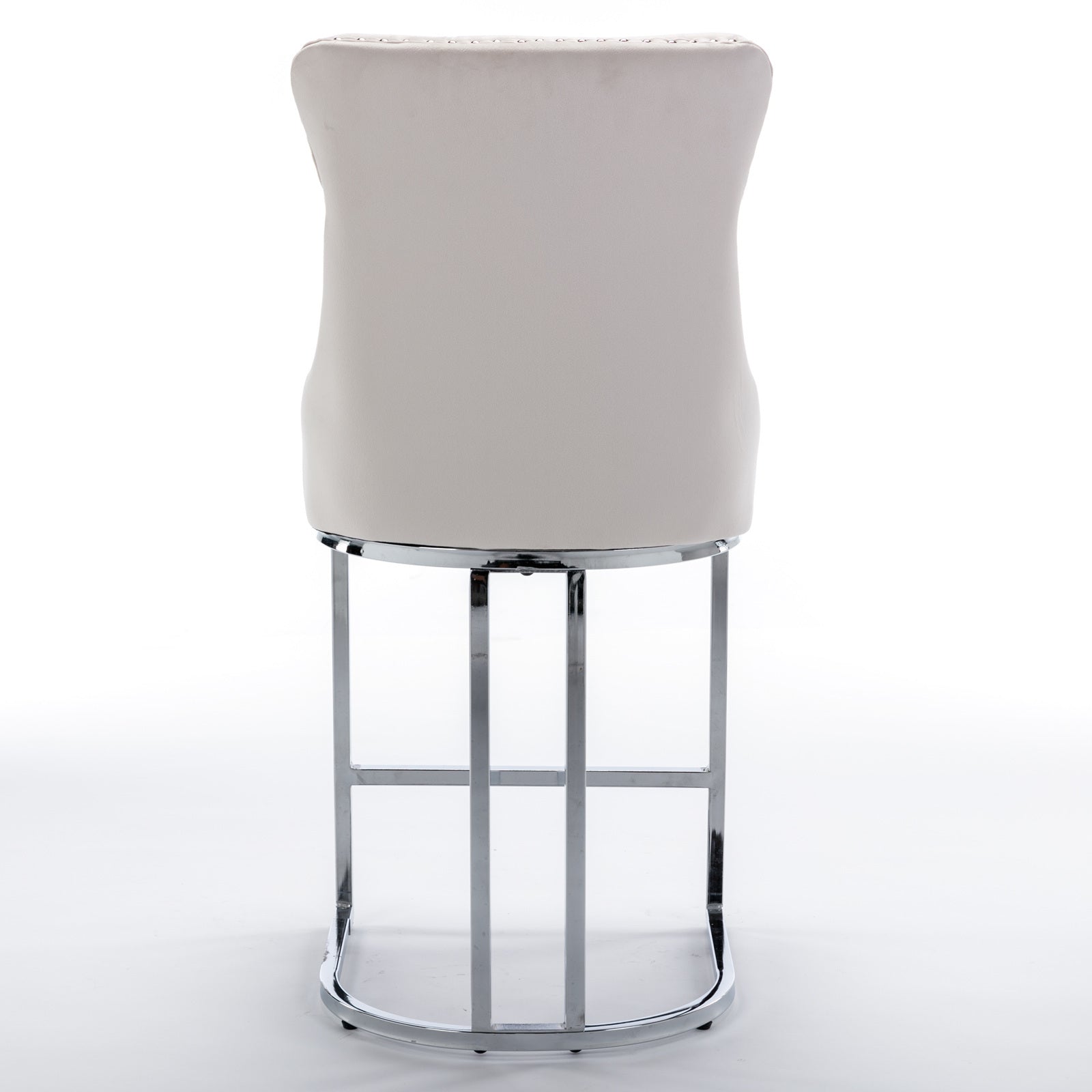 HAOYYE 26" Counter Height Bar Stools Set of 2, Modern Velvet Barstools with Button Back&Rivet Trim Upholstered Kitchen Island Chairs with Sturdy Chromed Metal Base Legs Farmhouse Bar Stools, (Beige,2 Pack)