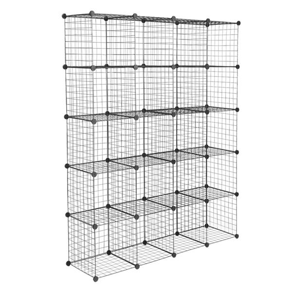 HAOYYE 20-Cube Organizer, Cube Storage Shelves, Wire Cube Storage, Origami Shelves, Metal Grid Multifunction Shelving Unit, Modular Cubbies Organizer, Bookcase for Home, Office, Living Room, Bedroom Storage Solution, Stylish and Functional Design