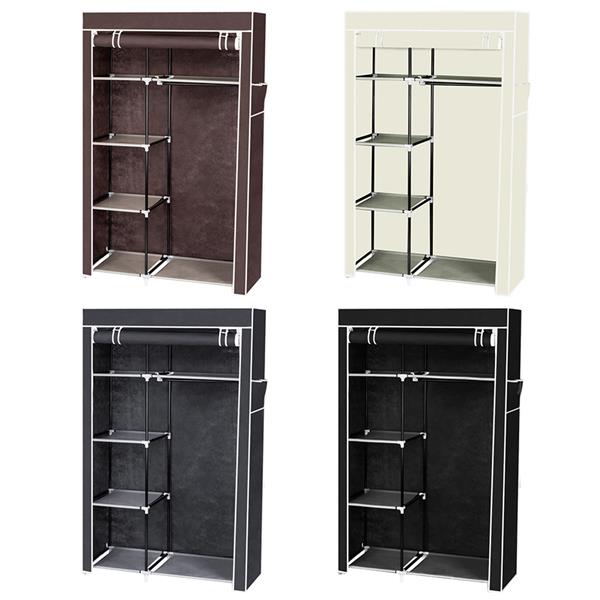 HAOYYE 64" Portable Closet Organizer with Shelves, Durable and Space-Saving Clothes Storage Wardrobe, Modern Design Garment Rack with Hanging Rod and Extra Shelving, Versatile and Stylish Home Organizer for Bedroom or Laundry Room