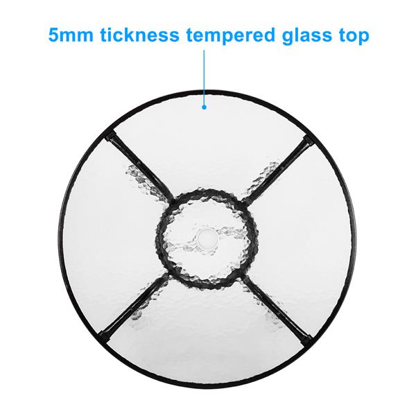 HAOYYE Outdoor Dining Table Round Toughened Glass Table, Stylish Yard Garden Glass Table with Powder-Coated Steel Frame, Durable and Weather-Resistant, Ideal for Patio, Balcony, or Outdoor Spaces