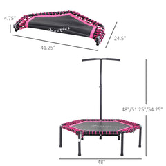 HAOYYE Exercise Trampoline Sturdy Steel Frame with Adjustable Handlebar Foldable Fitness Rebounder for Home Gym Indoor Outdoor Cardio Workouts and Strength Training
