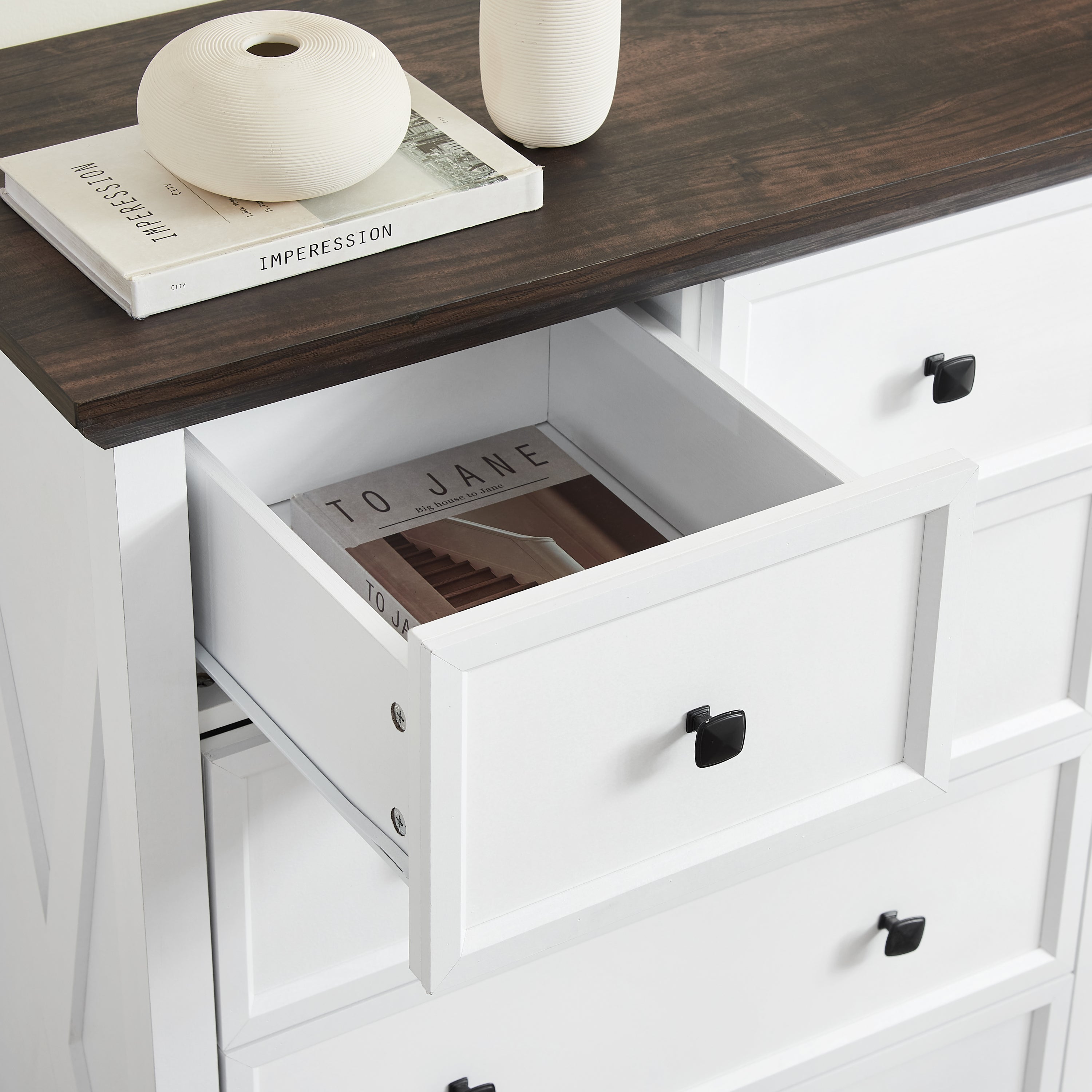HAOYYE 6-Drawer Dresser, Tall Chest of Drawers, Closet Organizers for Storage Clothes, Sturdy Space-Saving Cabinet with Modern Design, Ideal for Living Room, Adults, and Dorm Rooms, Heavy-Duty Construction
