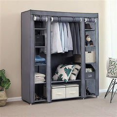 DE Direct HAOYYE Portable Clothes Closet Wardrobe Storage Organizer with Non-Woven Fabric Cover Strong Steel Frame and 12 Shelves Quick Easy Assembly Dustproof Freestanding Garment Rack for Bedroom Entryway