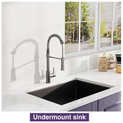 HAOYYE 27x17 inch Undermount Gunmetal Black 18 Gauge Stailess Steel Kitchen Sink Sturdy Space-Saving Heavy Duty Modern Design Adults Dorm Room Easy Assembly Bedroom Furniture