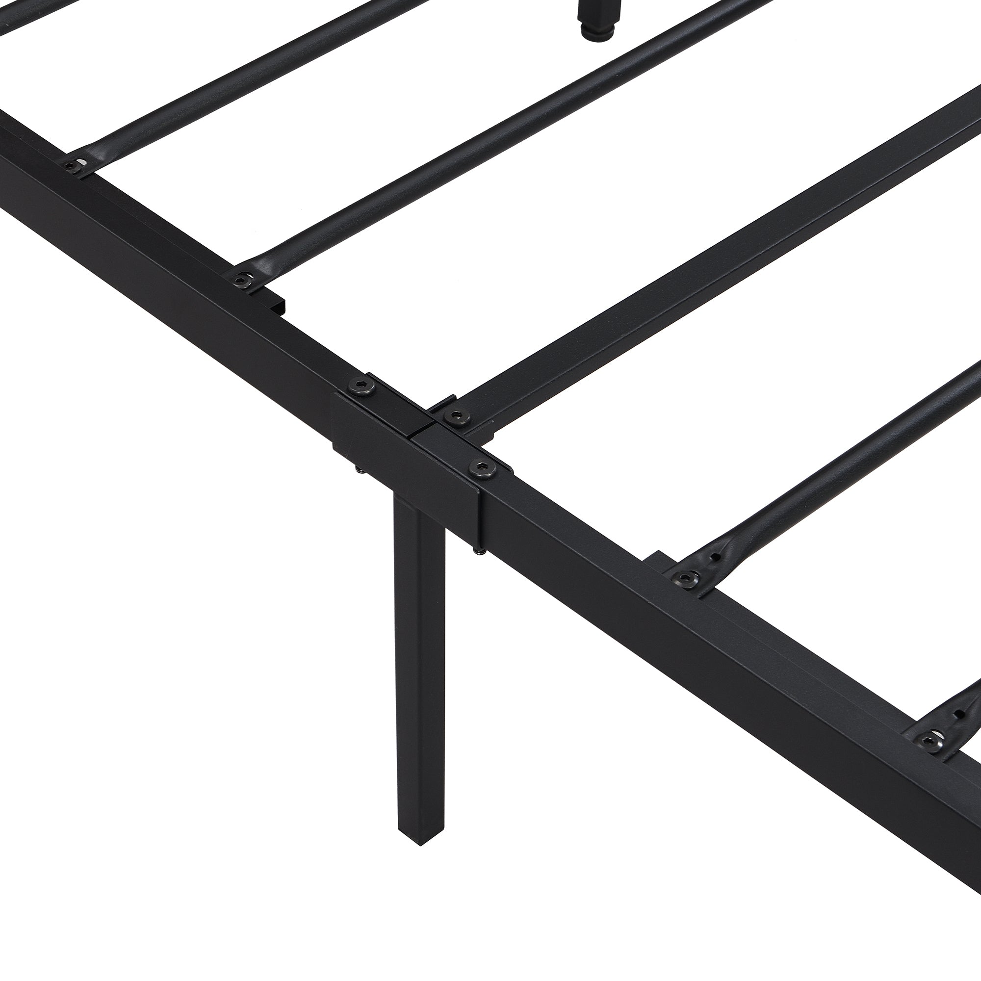 HAOYYE Queen Size Metal Platform Bed Frame with Wooden Headboard and Footboard with USB LINER, No Box Spring Needed, Large Under Bed Storage, Easy Assemble Sturdy Space-Saving Heavy Duty Modern Design