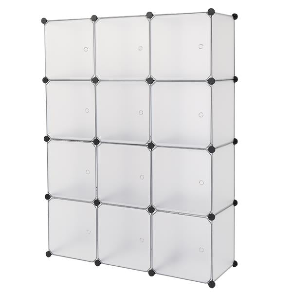 HAOYYE 12-Cube Storage Shelf Bookcase Toy Organizer Cabinet White Modern Home Organizer Durable Shelving Unit for Office Closet Living Room Space-Saving Versatile Design