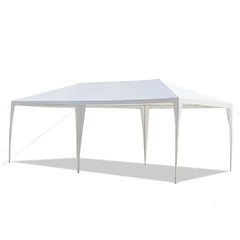 HAOYYE 10x20ft White Outdoor Party Tent Waterproof PE Canopy with Heavy Duty Iron Frame, Threaded Pipes for Backyard Wedding Event Picnic Shelter