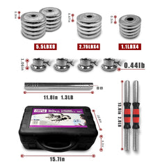 HAOYYE Adjustable Dumbbell and Barbell Set 66 Lbs with 3-in-1 Metal Connector, Durable Cast Iron Plates, Chrome Knurled Handles for Secure Grip, Star-Lock Collars, Home Gym Strength Training Equipment