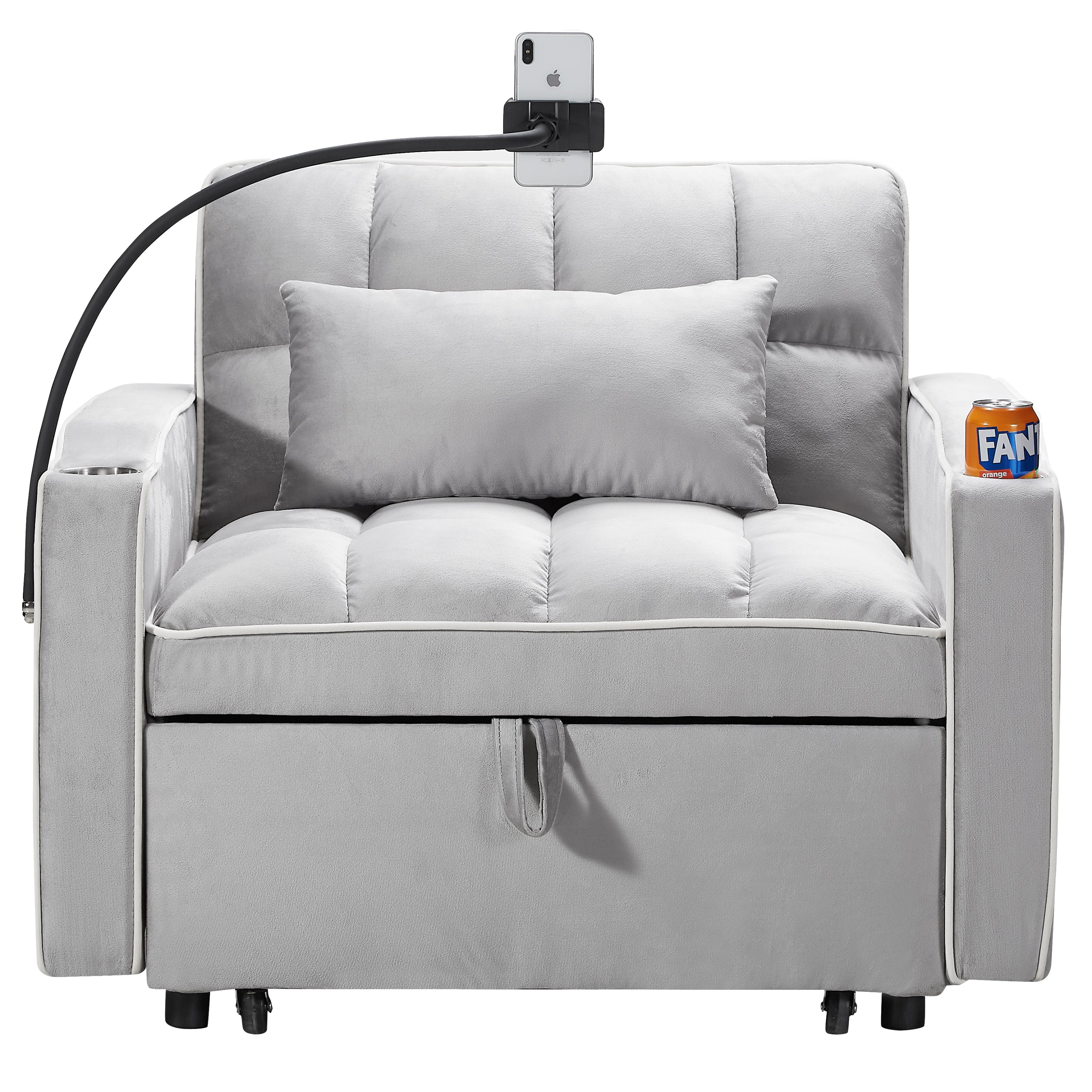 HAOYYE Convertible Sleeper Chair Sofa Bed Adjustable Pull Out Sleeper Chair Bed Multi-Pockets Folding Sofa Bed for Living Room Bedroom Small Space,3-in-1 Sofa Bed Sturdy Space-Saving Heavy Duty Modern Design