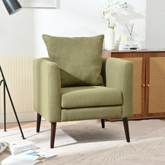 HAOYYE Barrel Chair, Modern Accent Chair, Fabric Armchair Club Chair,Upholstered Arm Chair with Solid Wood Legs,Waist Pillow,Padded Single Chair for Living Room/Bedroom/Study/Waiting Room,Olive Green Sturdy