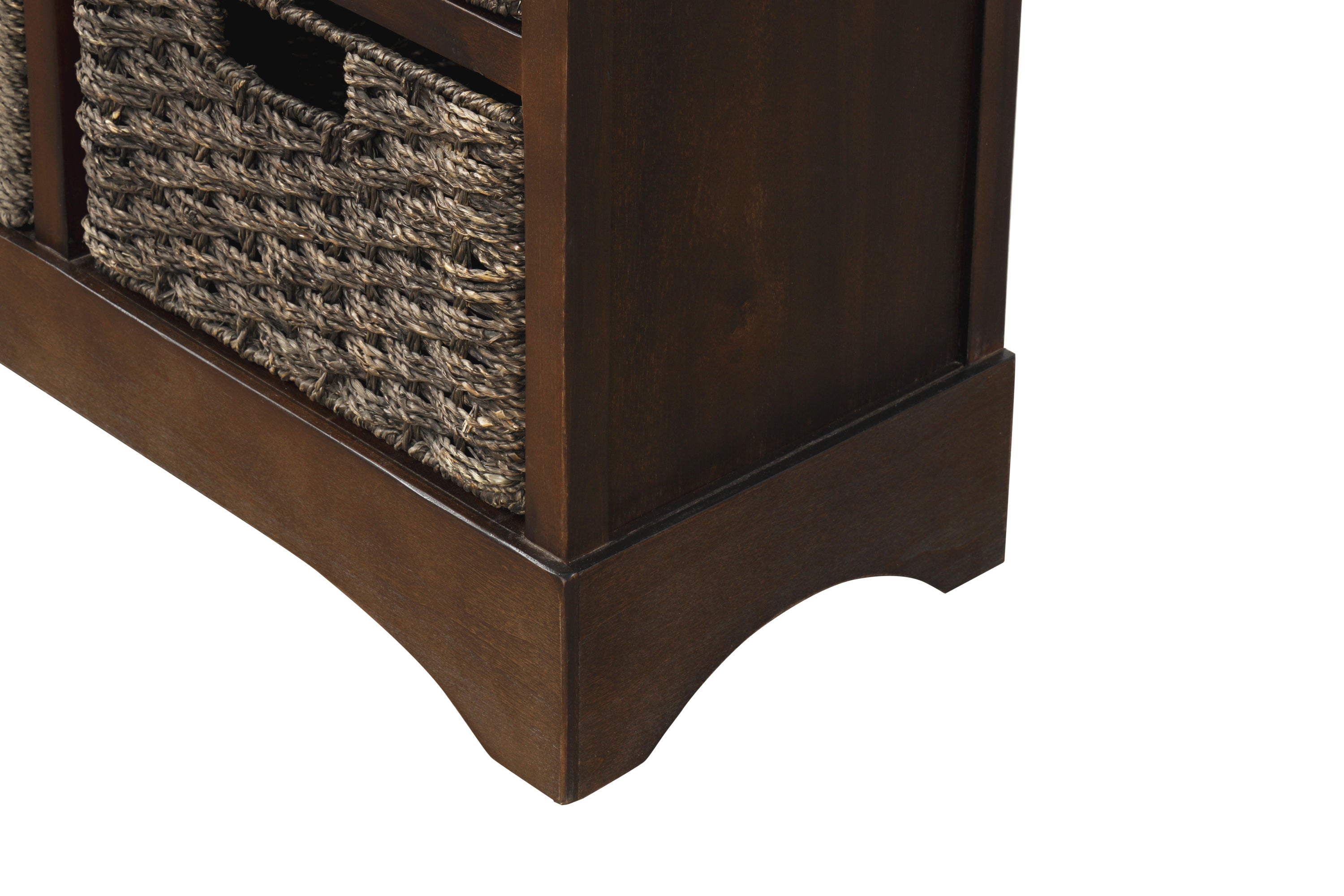 HAOYYE Rustic Storage Cabinet with Two Drawers and Four Classic Rattan Baskets for Dining Room or Living Room, Espresso, Sturdy Space-Saving Design, Heavy Duty Construction, Easy Assembly, Durable and Stylish Home Furniture