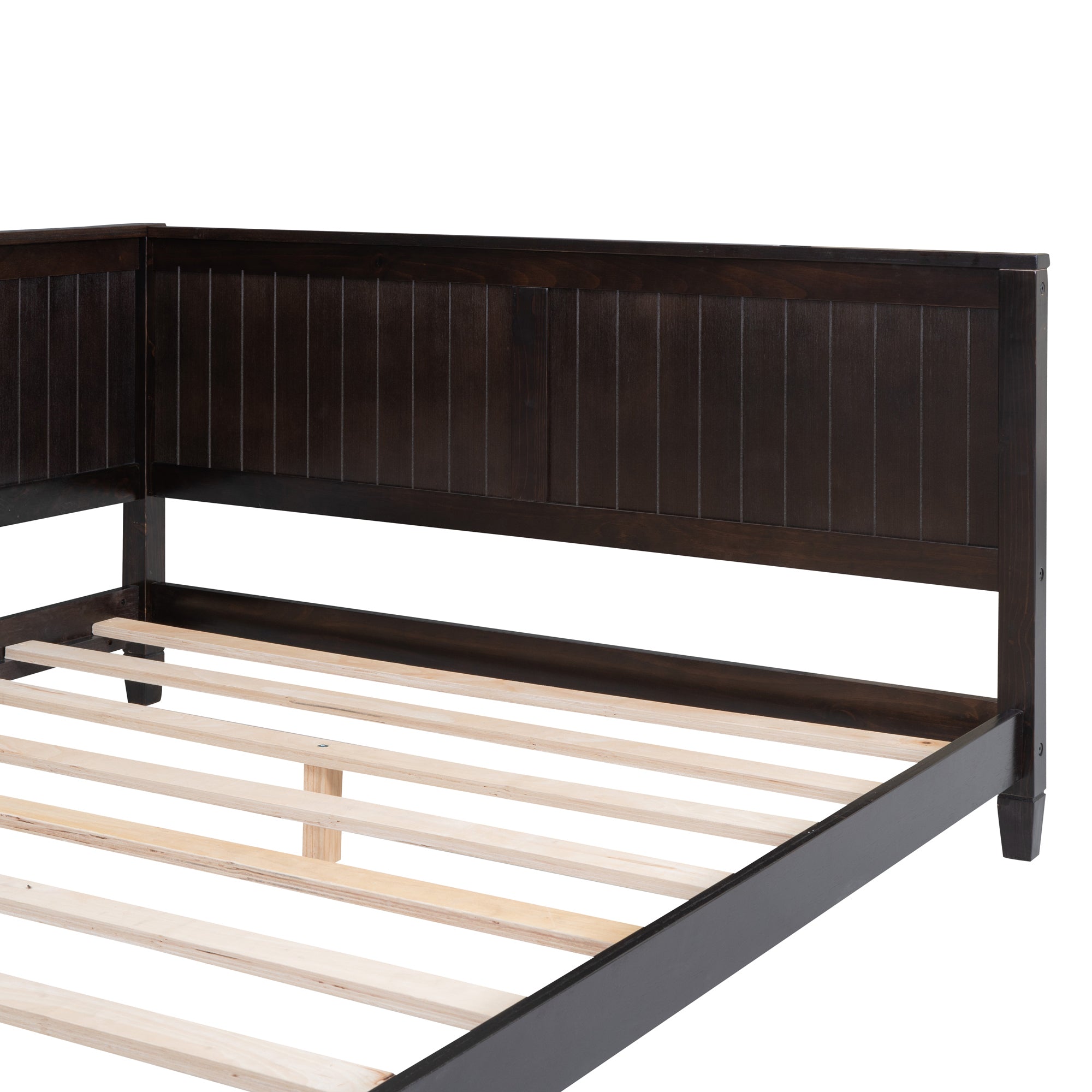 HAOYYE Full Size Wood Daybed/Sofa Bed, Espresso Durable Space-Saving Heavy Duty Modern Design for Adults Dorm Room Easy Assembly Bedroom Furniture