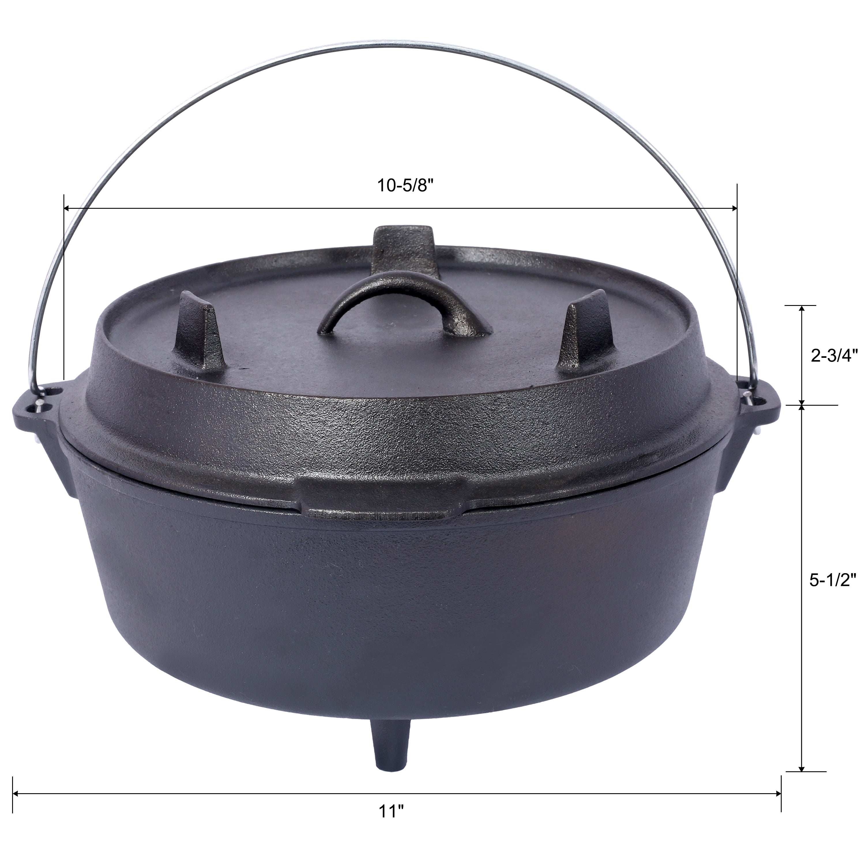HAOYYE pre-Seasoned Cast Iron Dutch Oven With Skillet Lid, Outdoor Camping Deep Pot for Camping Fireplace Cooking BBQ Baking Campfire, Leg Base, 4.5 Quart Sturdy Space-Saving Heavy Duty Modern Design