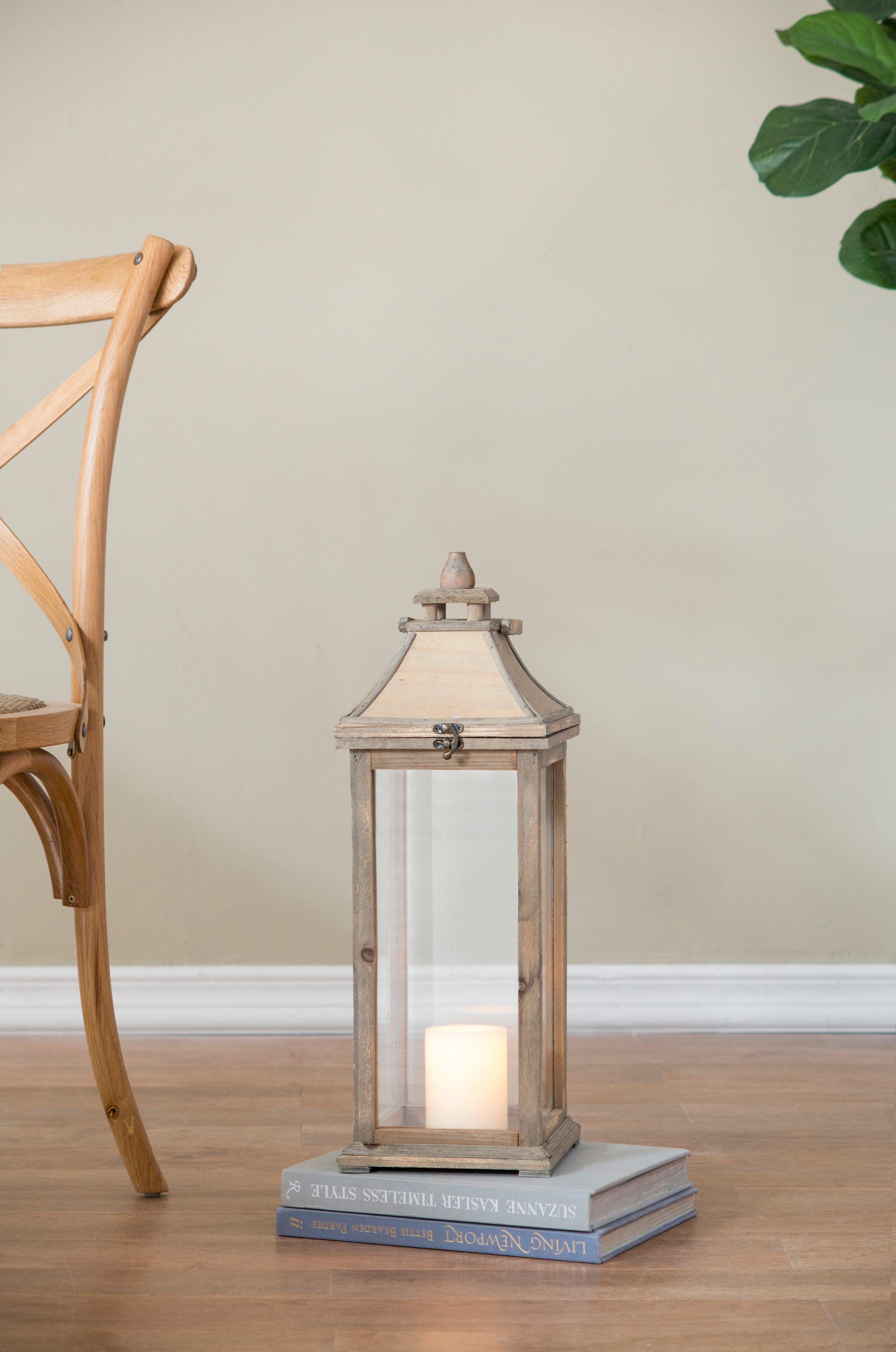 HAOYYE Wooden Candle Lantern Decorative, Hurricane Lantern Holder Decor for Indoor Outdoor, Home Garden Wedding Sturdy Space-Saving Heavy Duty Modern Design Adults Dorm Room Easy Assembly
