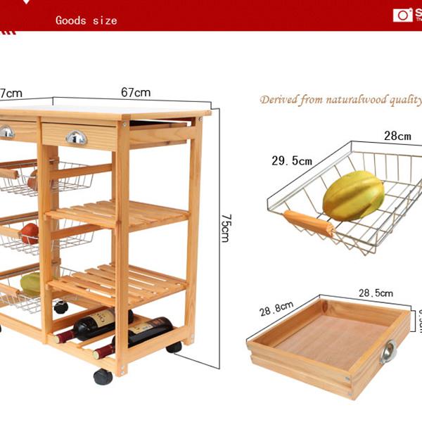HAOYYE Rolling Kitchen Island Cart with Drawers, Baskets & Shelves, White Wooden Serving Cart with Stainless Steel Handles, Mobile Kitchen Storage Organizer for Dining Room, Durable Modern Kitchen Trolley with Wine Rack, Easy-Access Storage Space