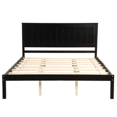 HAOYYE Platform Bed Frame with Headboard, Wood Slat Support, No Box Spring Needed, Queen,Espresso(OLD SKU:WF191420AAP) Sturdy Space-Saving Heavy Duty Modern Design Adults Dorm Room Easy Assembly