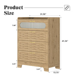 HAOYYE 4-Drawer Wood Dresser, Large Modern Storage Organizer With Wide Drawers, Double Chest Of Drawers For Bedroom, Living Room, Or Hallway, Sturdy And Space-Saving Design