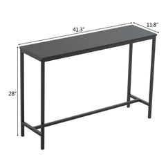 HAOYYE Industrial Style Porch Table Black Oak Triamine Board Single Layer Sturdy Design Durable Multifunctional Modern Home Organizer Practical Stylish Space-Saving Storage Solution for Entryway and Hallway