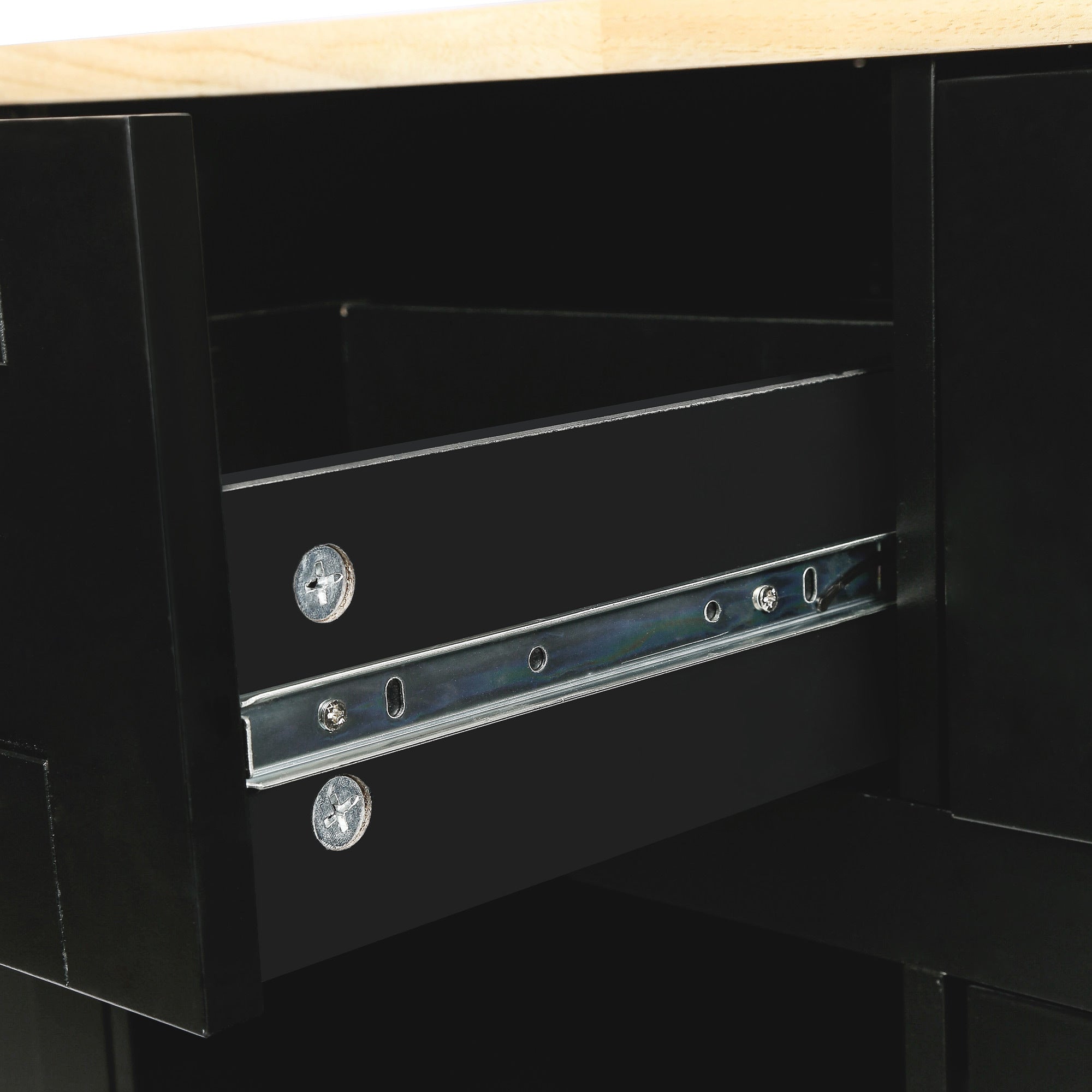 HAOYYE Kitchen Cart with Rubberwood Drop-Leaf Countertop, Internal Storage Racks, 5-Wheel Kitchen Island with Storage Cabinet and 3 Drawers, Black, Sturdy Space-Saving Design, Durable and Stylish Home Furniture
